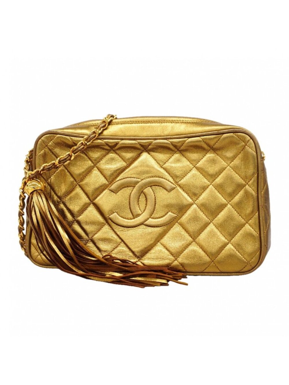 Chanel Shoulder Bag Quilted Lambskin Gold